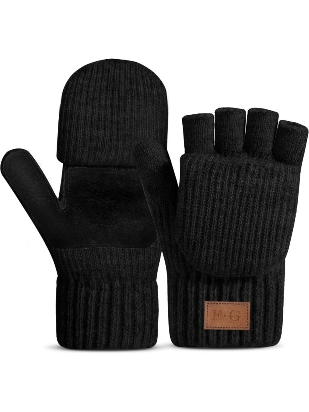 Cozy Winter Thermal Fingerless Mittens, Knitted Convertible Gloves for All Sizes